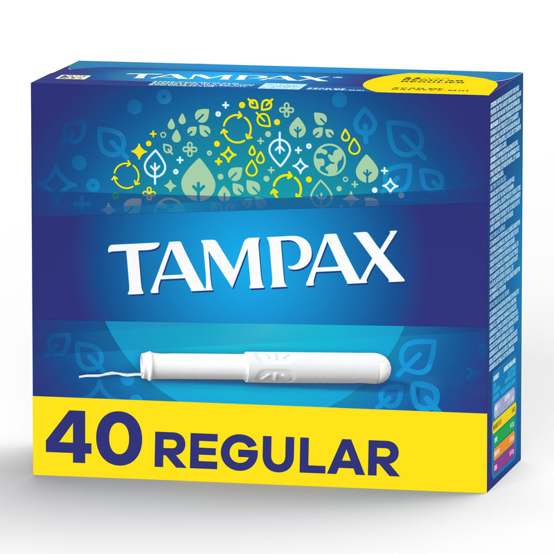 Tampax Cardboard Applicator Regular Absorbency Unscented Tampons, 40 tampons