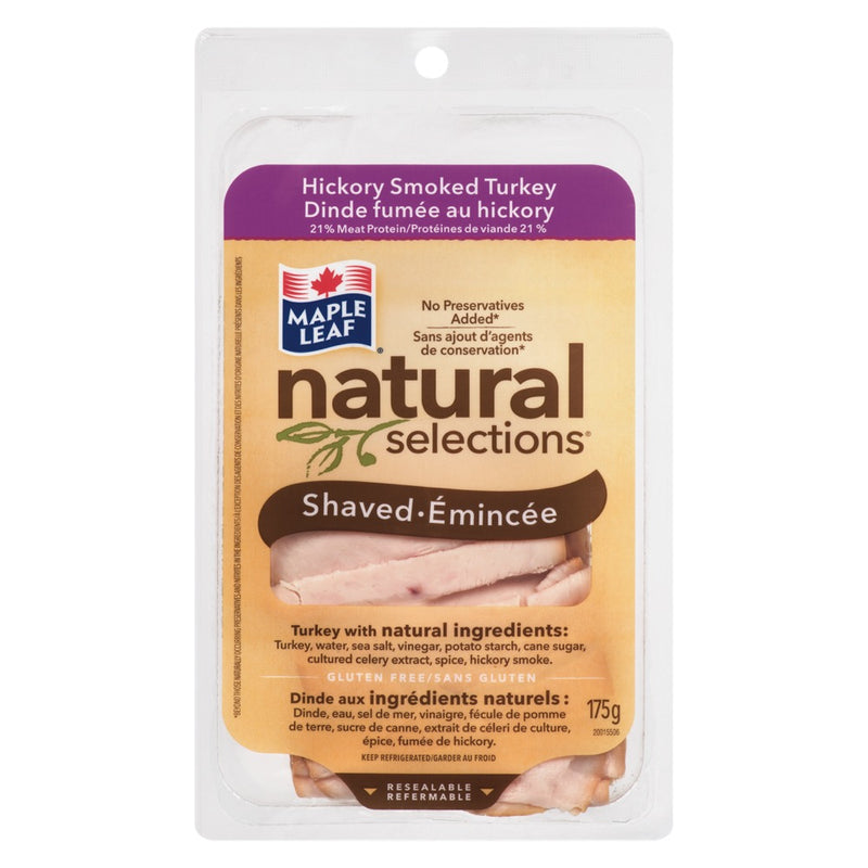 Maple Leaf Natural Selections Shaved Hickory Smoked Turkey, 175 g