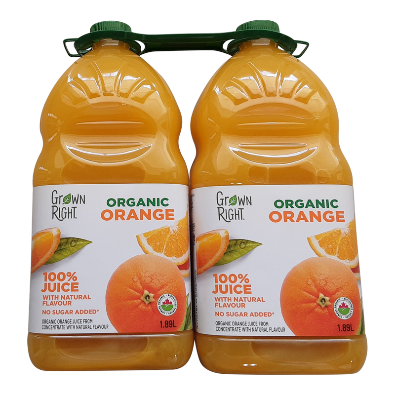 Grown Right Organic Orange Jucie, 2 x 1.89 L