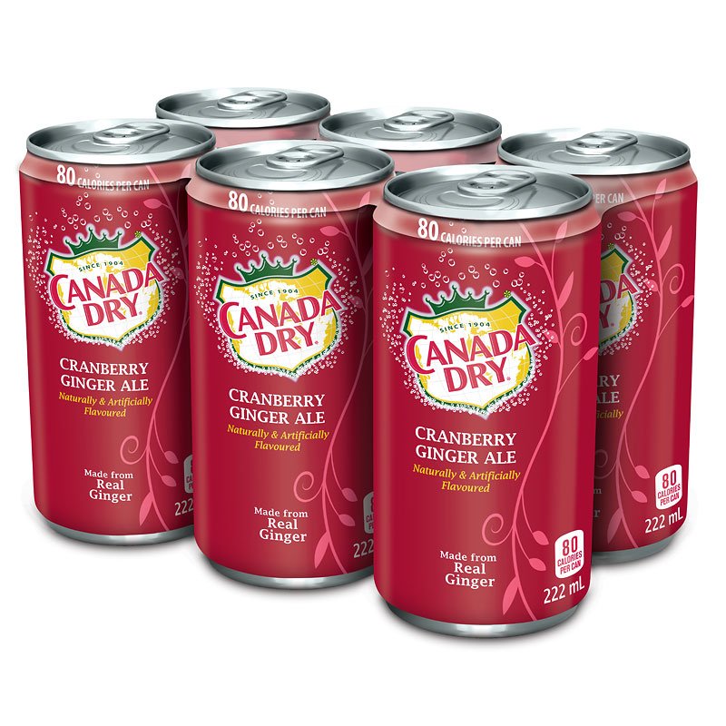 Canada Dry Cranberry Ginger Ale Beverage, 222 mL, 6 ct