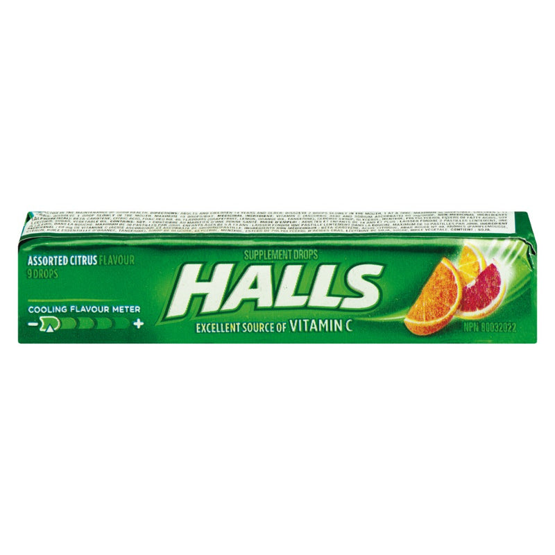 Halls Citrus Vitamin C Supplement Drops, 9 ct