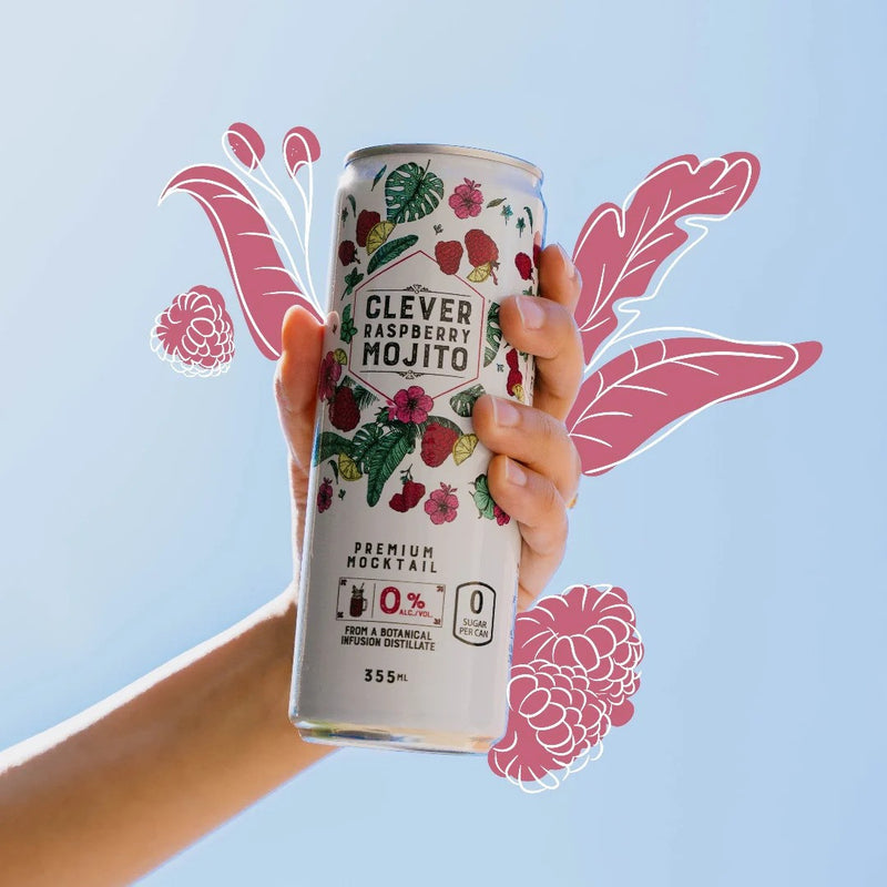 Clever Mojito Raspberry Mocktail, 355 ml