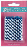 Bakery Crafts Blue Candy Stripe Candles, 24 ct