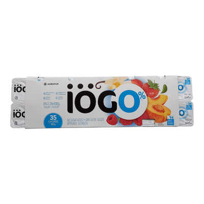 Iogo Yogurt Strawberry/Raspberry/Peach/Vanilla, 24 x 100g