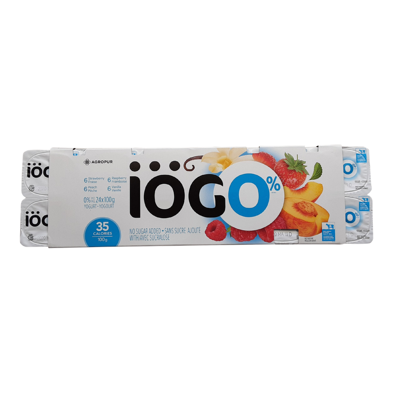 Iogo Yogurt Strawberry/Raspberry/Peach/Vanilla, 24 x 100g