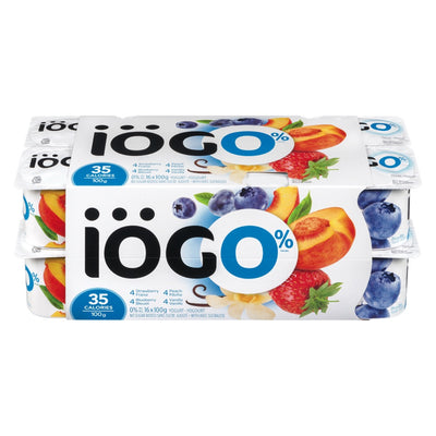Iogo Yogurt 0% Vanilla/Strawberry/Peach/Blueberry, 16 x 100g