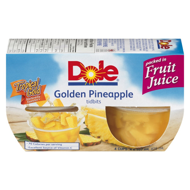 Dole Golden Pineapple Tidbits In Fruit Juice, 428 mL   (4 x 107mL)
