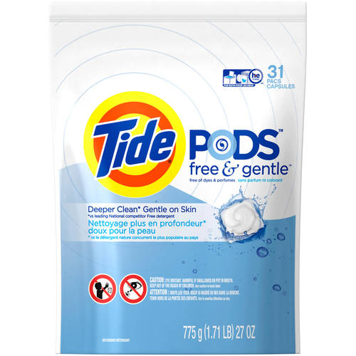 Tide PODS Free & Gentle HE Landry Detergent, 31 ct