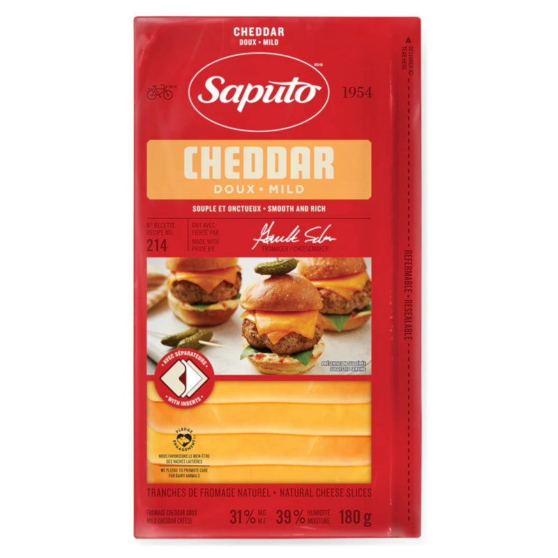 Saputo Very Mild Cheddar Cheese Slices, 180 g