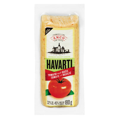 Anco Fine Cheese, Cheese, Block, Havarti Tomato and Basil, 180 g