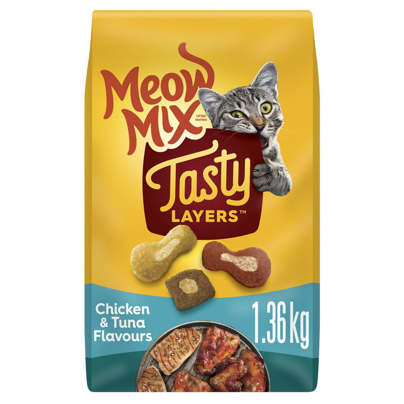 MEOW MIX TASTY LAYERS CHICKEN & TUNA, 1.36kg