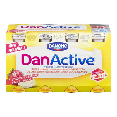 Danone Dan Active Strawberry/Banana, 8 ct