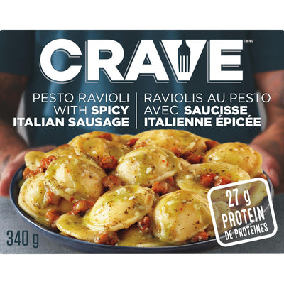 Crave Pesto Ravioli With Spicy Italian Sausage, 340 g