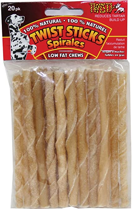 Twisty Twist Sticks Low Fat Chews for Dogs, 20 ct