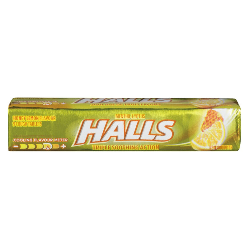 Halls Honey Lemon Triple Soothing Action Cough Drops, 9 ct