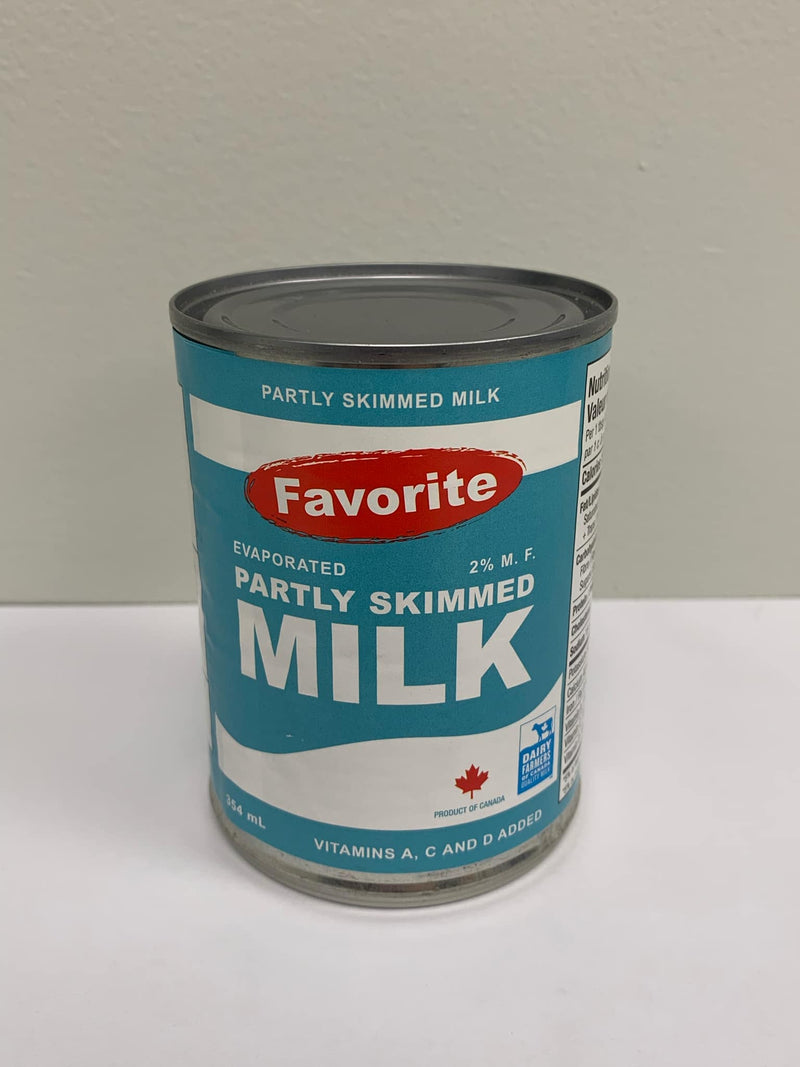 Favorite Evaporated 2% Milk Partly Skimmed, 354 mL