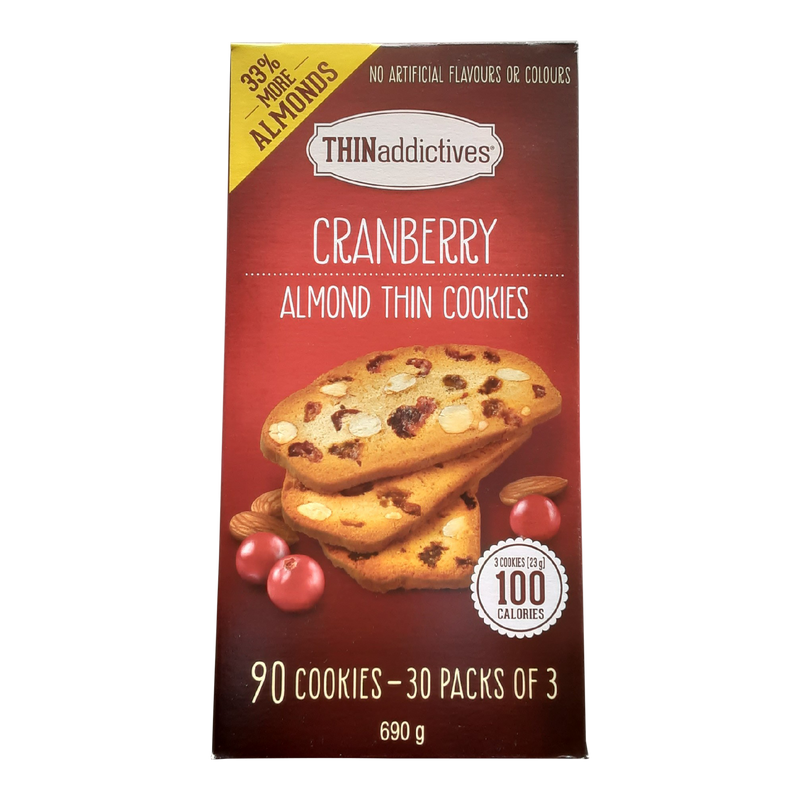 Thin Addictives Cranberry Almond Cookies, 690 g  (30ct)