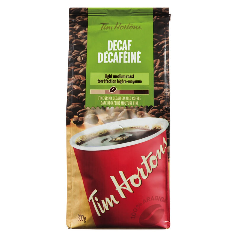 Tim Hortons Decaf Light Medium Roast Fine Ground Coffee, 300 g