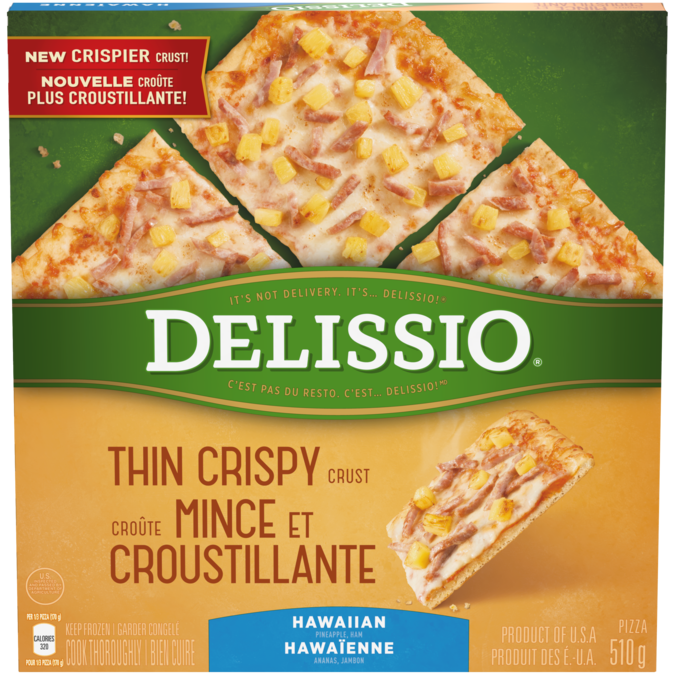 Delissio Hawaiian Thin Crispy Crust Pizza, 510 g