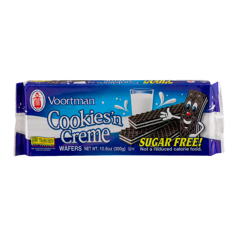 Voortman Cookies'n Creme Wafers Sugar Free, 301 g