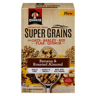 Quaker Super Grains Banana & Roasted Almond Oatmeal, 330 g