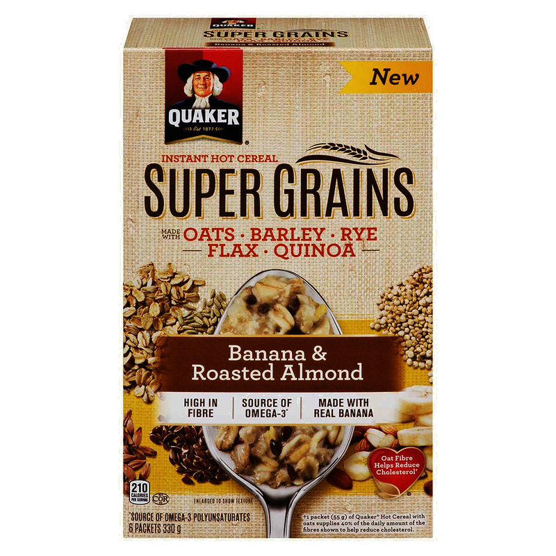 Quaker Super Grains Banana & Roasted Almond Oatmeal, 330 g