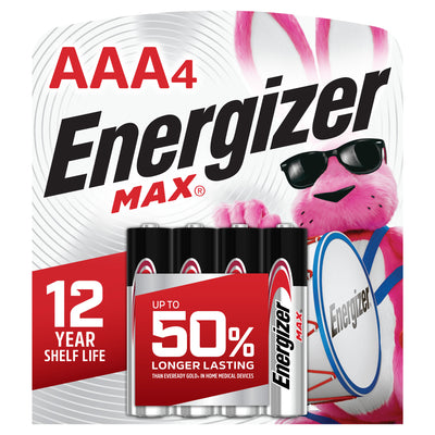 Energizer AAA 1.5V Alkaline Batteries, 4 batteries