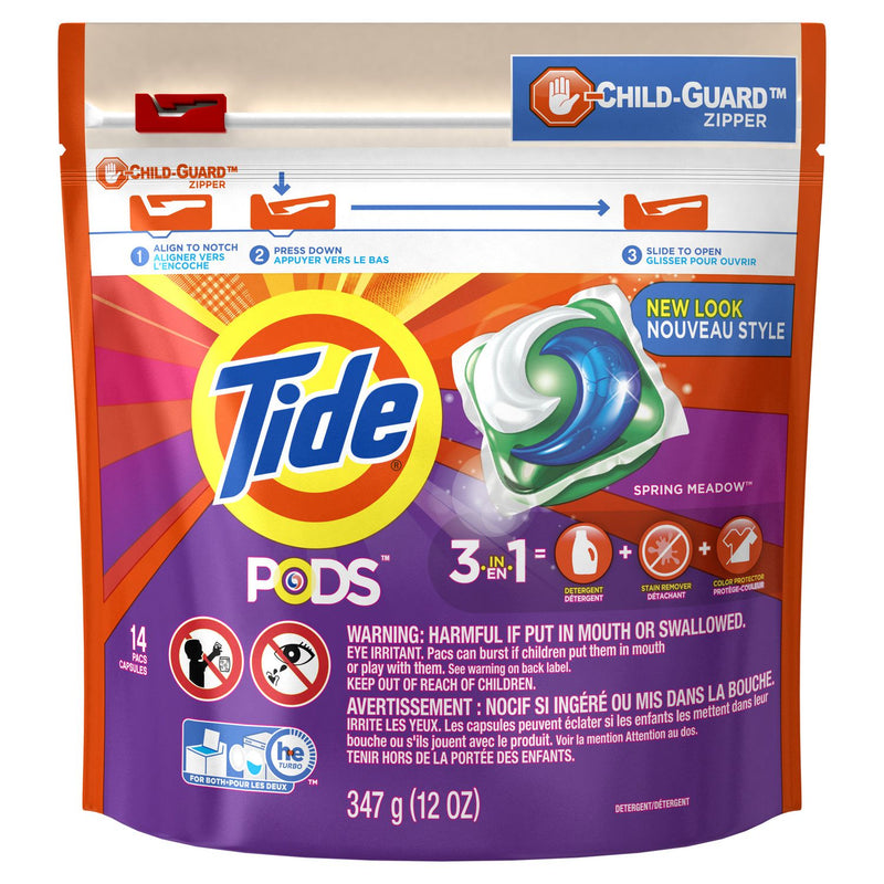 Tide Pods Spring Meadow Detergent + Stain Remover + Brightener, 14 count, 347 g