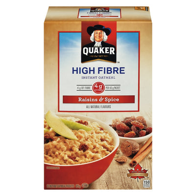 Quaker High Fiber Raisins & Spice Instant Oatmeal, 425 g