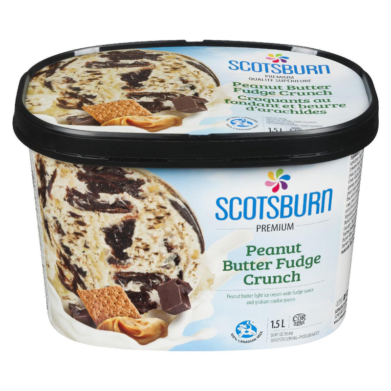 SCOTSBURN PREMIUM PEANUT BUTTER FUDGE CRUNCH ICE CREAM, 1.5L