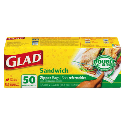 Glad Sandwich Zipper Bags, 50 ct