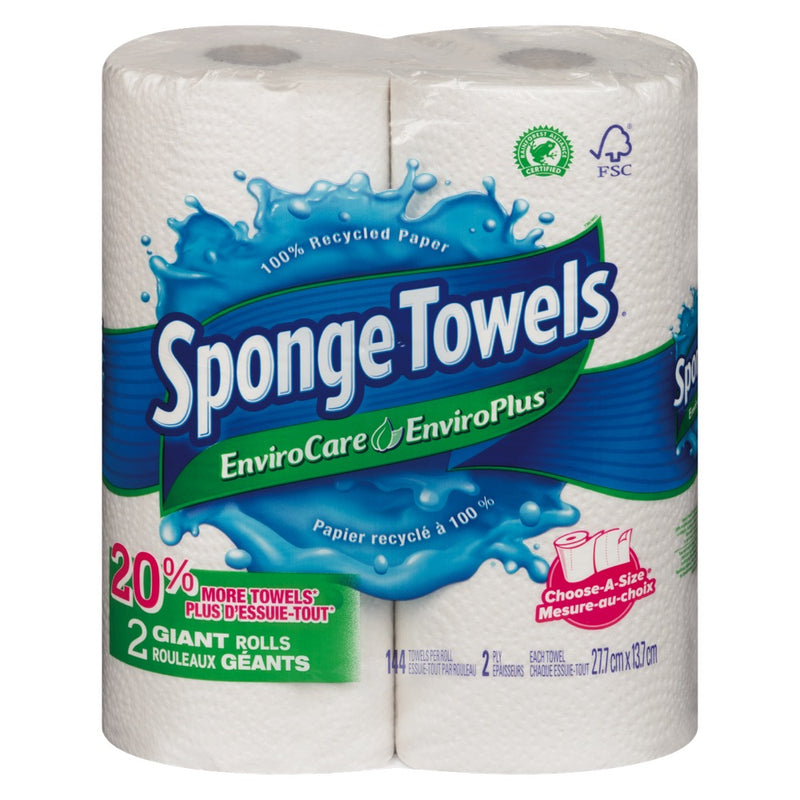 Sponge Towels 2 Towels Rolls, 2 ct rolls