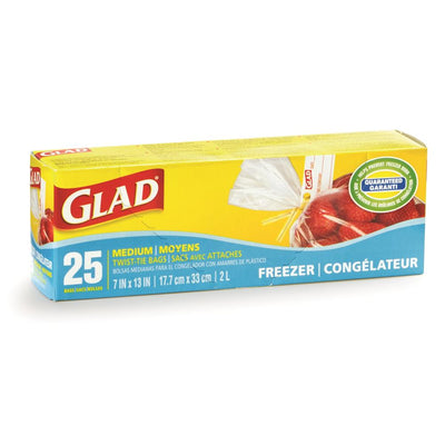 Glad Twist-Tie Bags, Freezer, 17.7cm x 33cm, 25 count