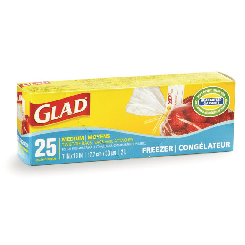 Glad Twist-Tie Bags, Freezer, 17.7cm x 33cm, 25 count