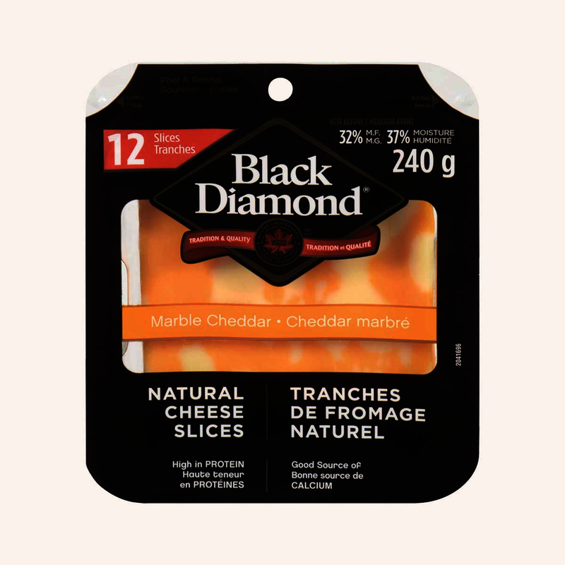 Black Diamond Marble Cheddar Slices, 240g