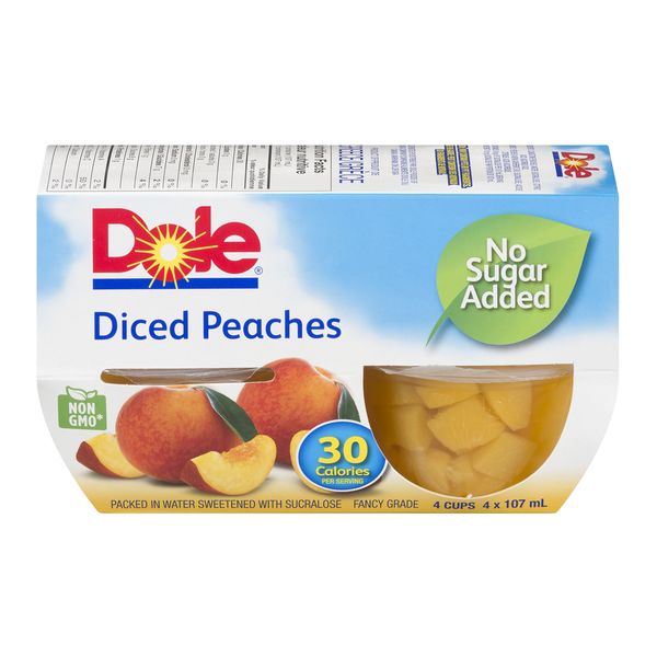 Dole Diced Peaches, 107 mL, 4 ct