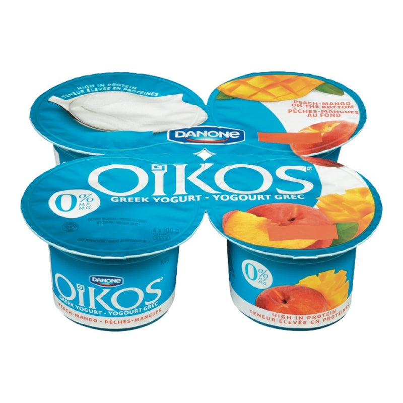 Oikos Greek Yogurt Peach/Mango, 4 x 100 g