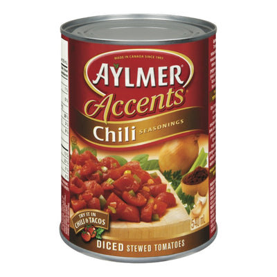 Aylmer Accents Diced Stewed Tomatoes Chili Seasonings, 540 mL