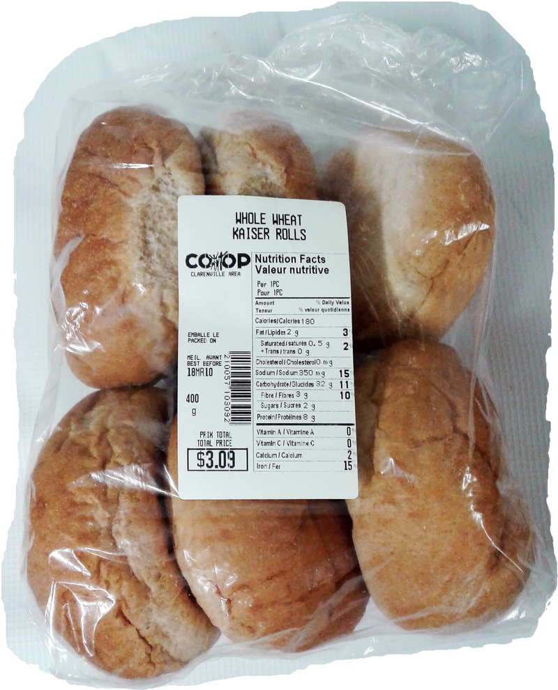 Whole Wheat Kaiser Rolls, 6pk
