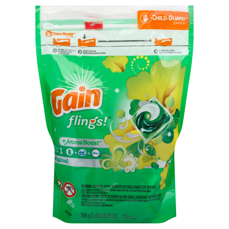 Gain 3 in 1 + Aroma Boost Original Pacs Detergent, 35 pacs