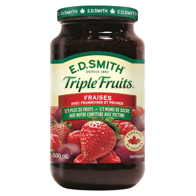 E.D. Smith Triple Fruits Strawberries with Raspberries and Plums, 500 mL