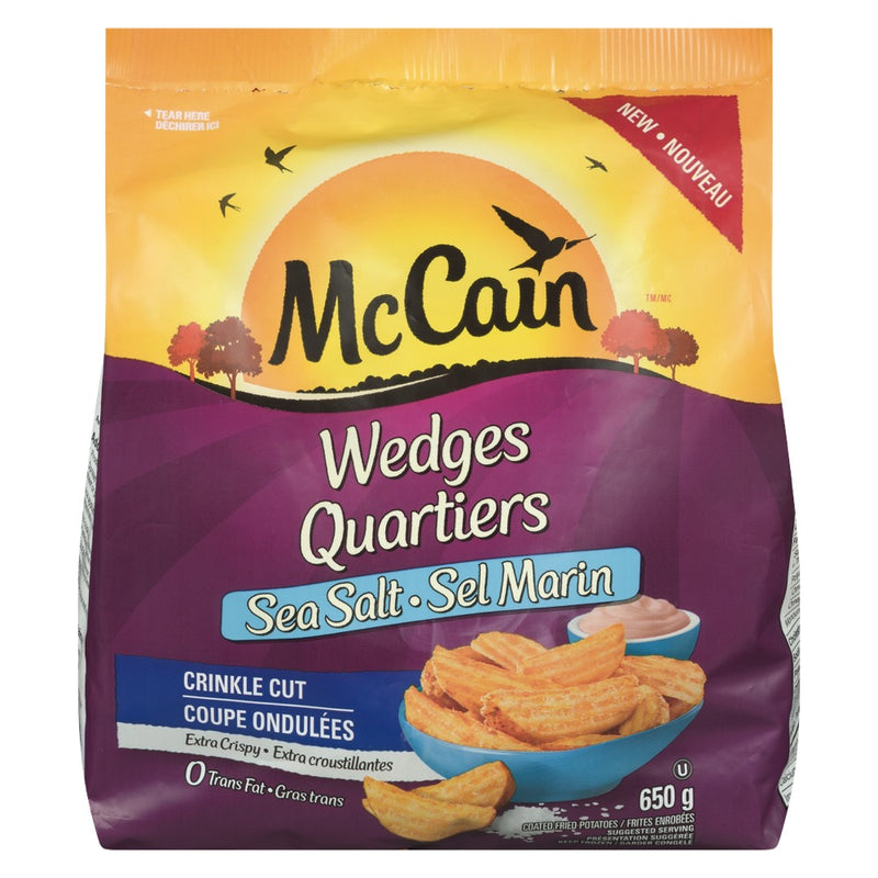 McCain Sea Salt Crinkle Cut Potato Wedges, 650 g