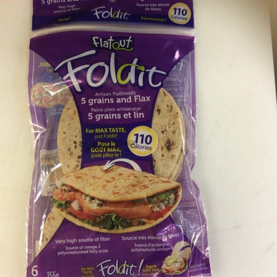 Flatout Foldit 5 Grain & Flax Flatbread, 255g