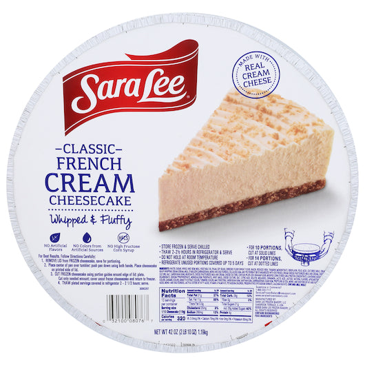Sara Lee 10  Round Plain French Cream Cheesecake, 1.19 kg