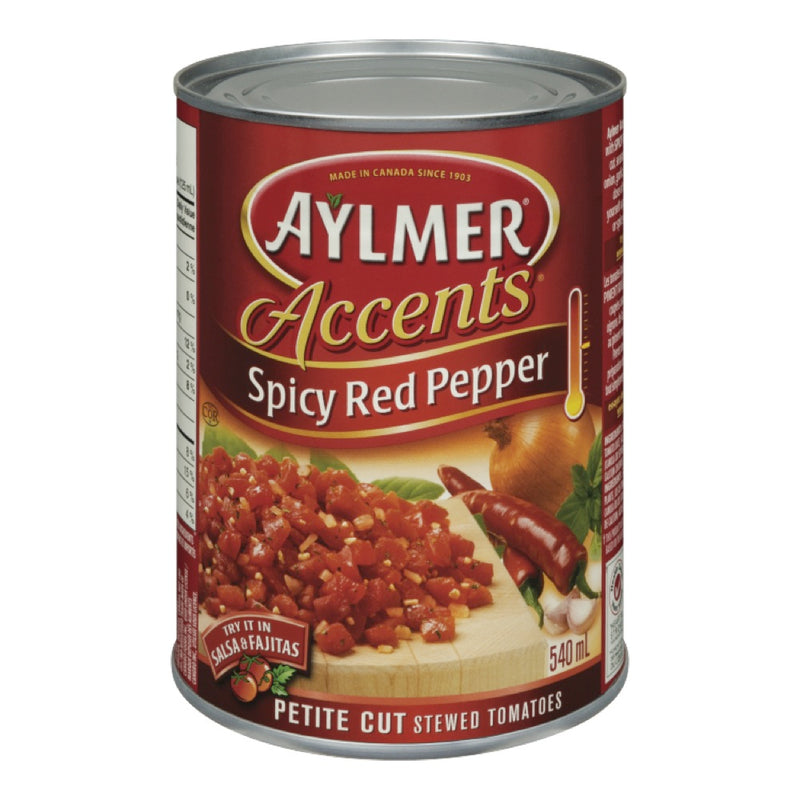 Aylmer Spicy Red Pepper Petite Cut Stewed Tomatoes, 540 mL