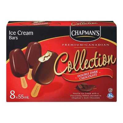 Chapman's Premium Canadian Collection Double Dark Chocolate Bars, 8 x 55 mL