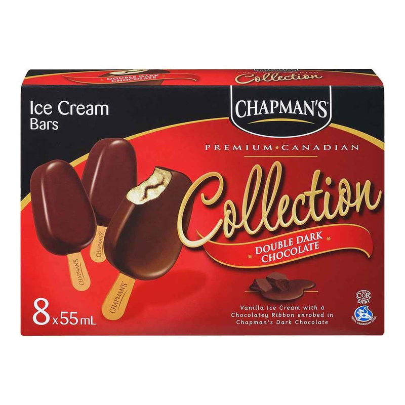 Chapman's Premium Canadian Collection Double Dark Chocolate Bars, 8 x 55 mL