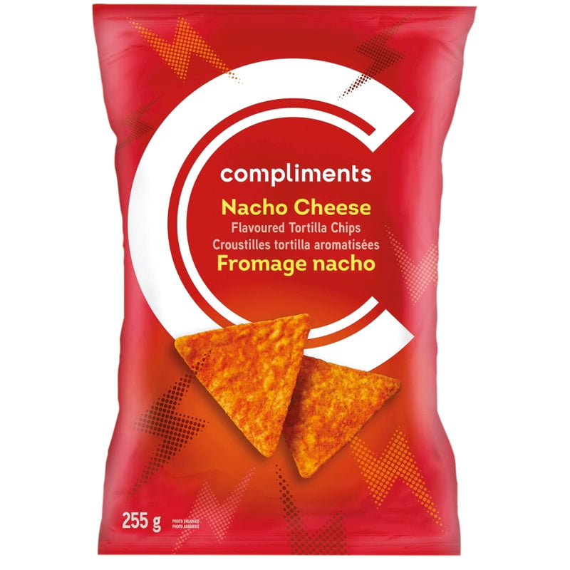 Compliments Nacho Cheese Flavoured Tortilla Chips, 255 g