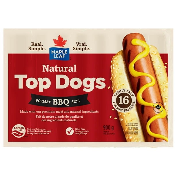 Maple Leaf Natural Top Dogs, 900 g