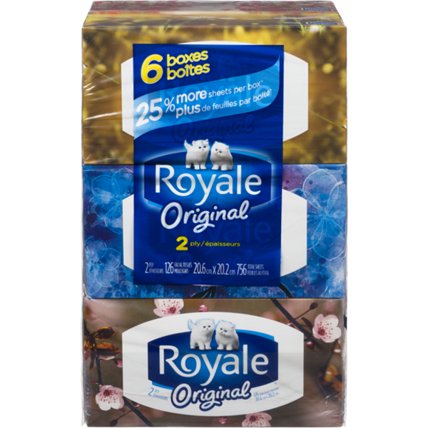 Royale 2 Ply Facial Tissues, 6 pk